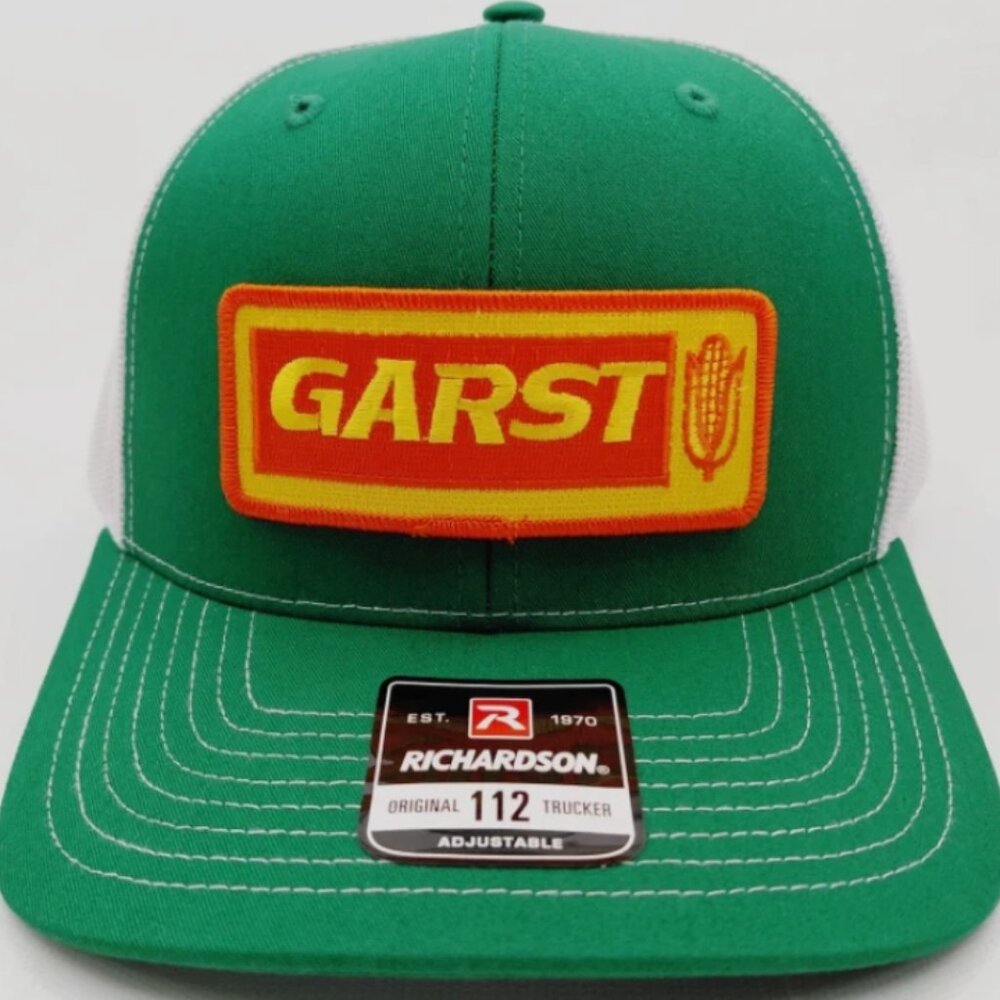Garst Seed Company Green And White Richardson 112 Mesh Snap Back Hat Cap